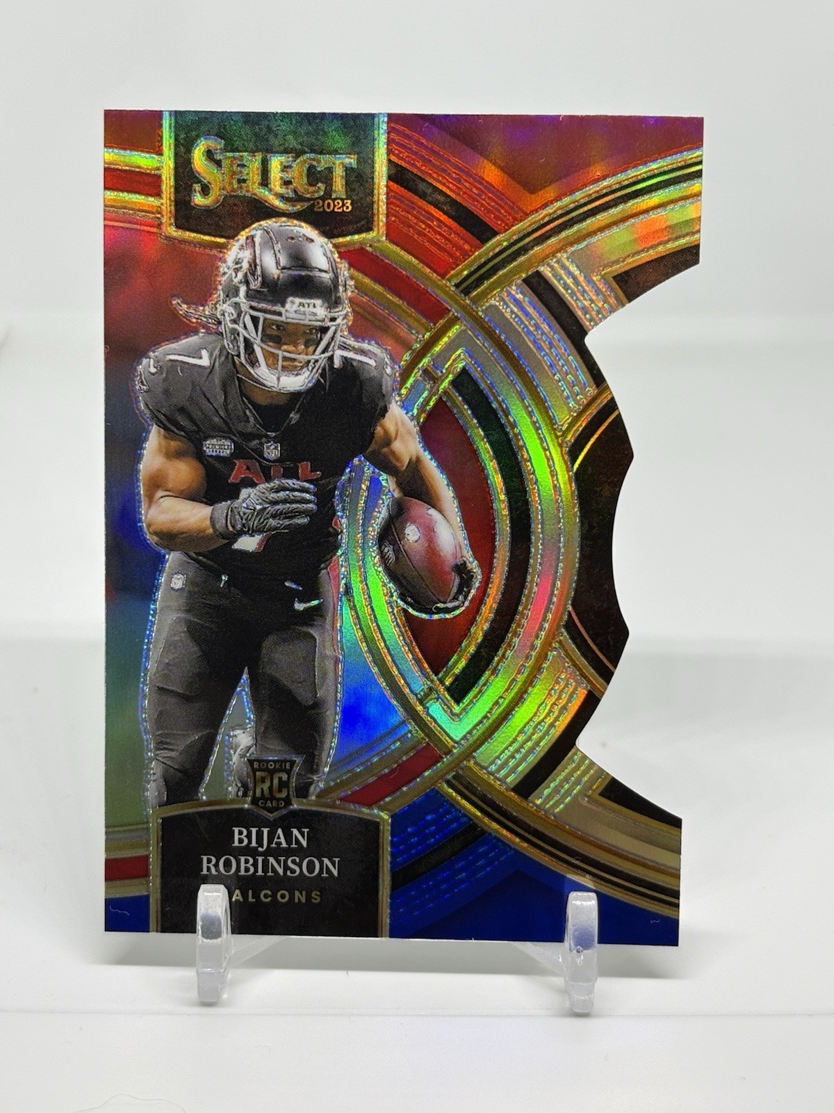 2023 Panini Select - Concourse Bijan Robinson #4 Red & Blue Prizm Die-Cut (RC)