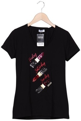 LIU JO T-Shirt Damen Shirt Kurzärmliges Oberteil Gr. M Schwarz #vhvvhhy