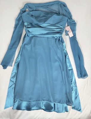 Poly USA Strapless Blue Prom Dress Women s Formal Evening Gown Made in USA
