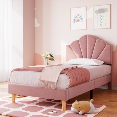 Twin/TwinXL Size Upholstered Platform Bed Frame W/Adjustable Headboard Boys,Girl