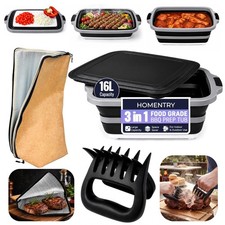 BBQ Prep Tub 16L, Collapsible Cutting Board with Meat Rest Blanket and Chicke...