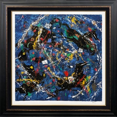 Jiang Tiefeng ''Line Symphony'' 1989 | Large Hand Signed Serigraph | 53x53'' Framed