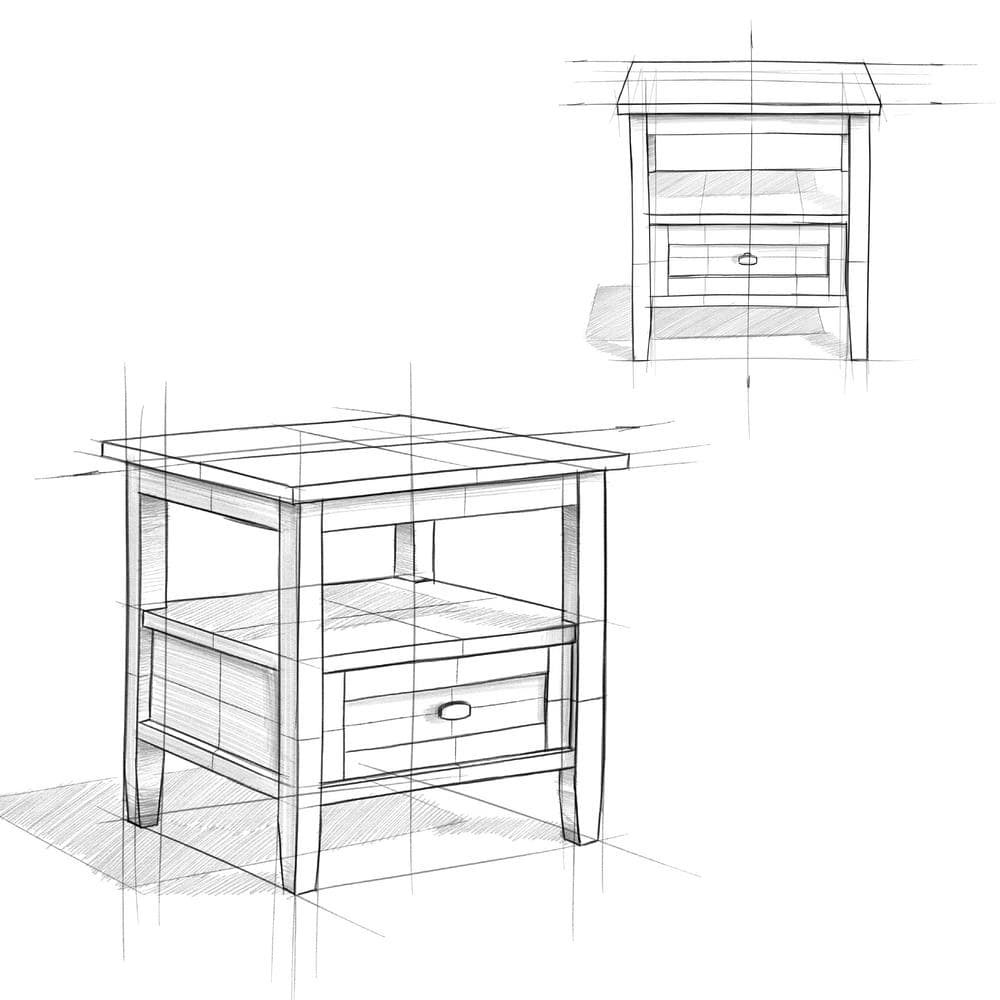 Warm Shaker Solid Wood 20 in.Wide Rectangle Transitional End Side Table in Light