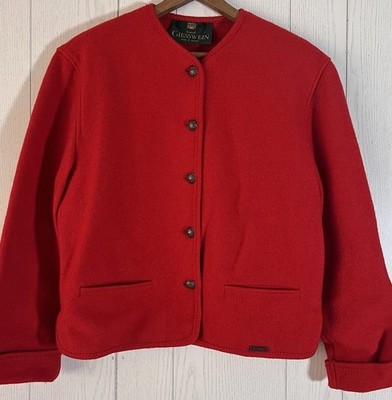 Vintage Giesswein Jacket Wool Edelweiss Women s Red Cardigan L Austria RARE