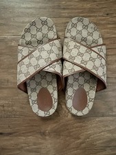 Gucci GG Canvas Flat Criss-Cross Slide Sandal...