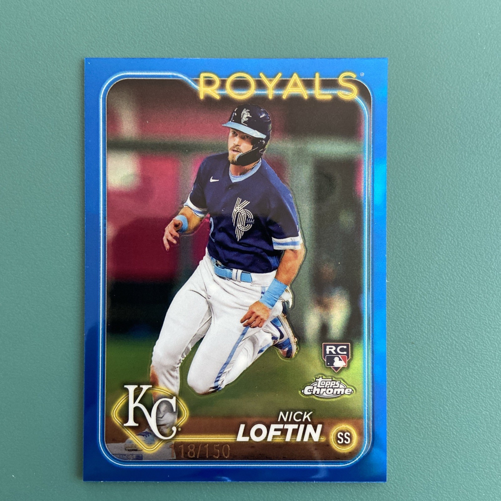 Nick Loftin 2024 Topps Chrome #183 RC Blue Refractor 118/150 Royals