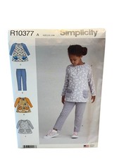 Simplicity Sewing Pattern R10377 Childrens Tops Leggings Girls 3-8 Uncut FF