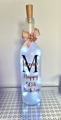 LED Leuchtflasche Deko Geschenk Geburtstag 18. 21. 30. 40. 50. 60. 70.