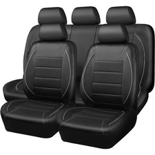 Leather Car Seat Cover Full Set Universal Fit Airbag Compatible Inside