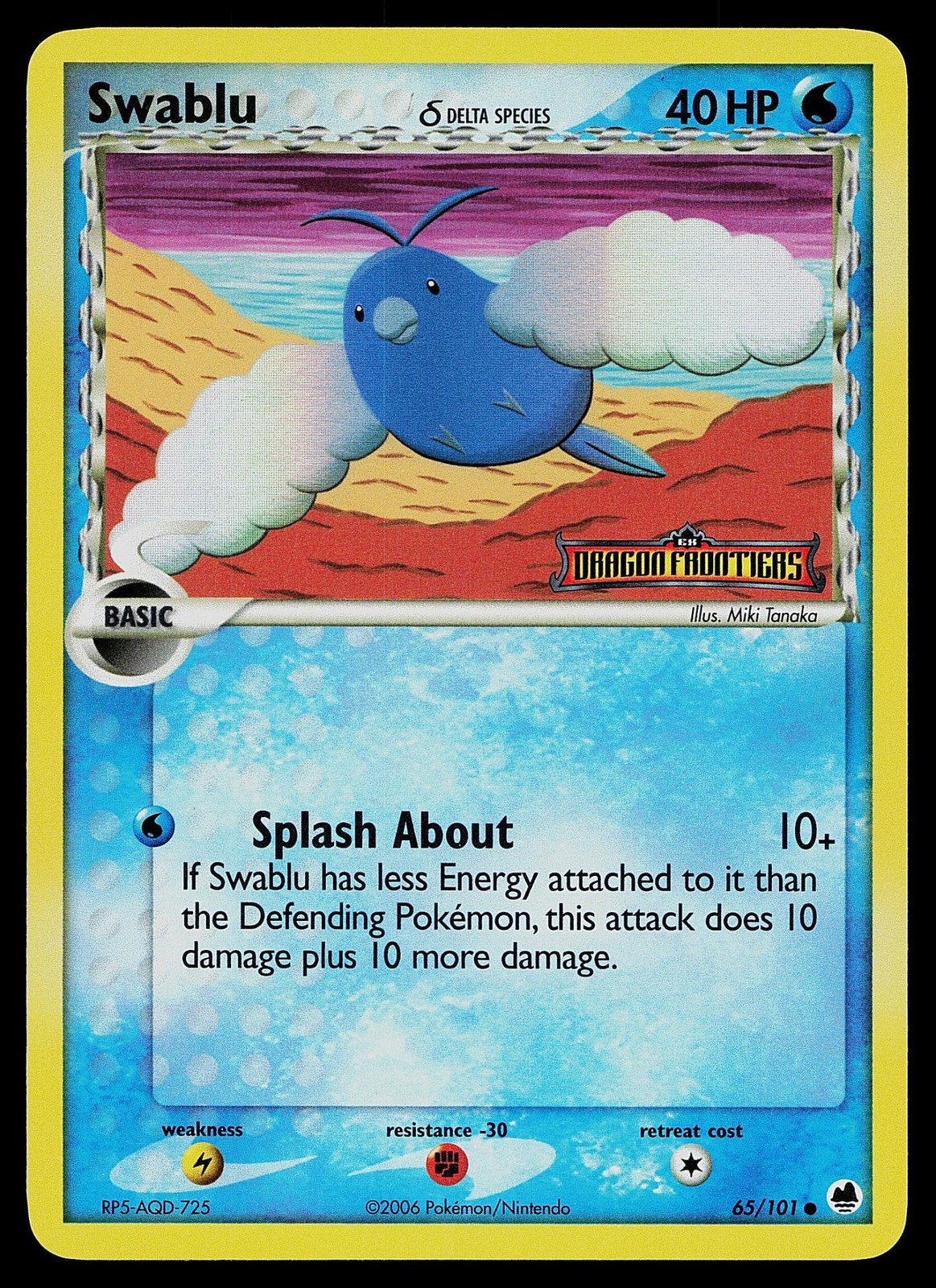 Pokemon Card - Swablu Dragon Frontiers 65/101 Reverse Holo Stamped
