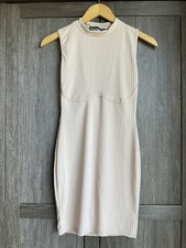 Pretty Little Thing Nude Colour Sleeveless Fitted & Shaped Bodycon Dress 8 Bnwot