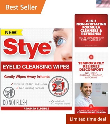 12 Count Cleansing Wipes for Eyes   Hypoallergenic Formula with Cucumber Extract