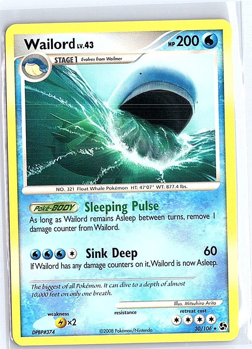 2008 Pokemon Diamond & Pearl Great Encounters Wailord non holo 30/106 NM