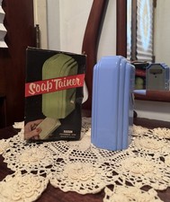 Dispensador de jabón montado en la pared Blue Radson Soap'Tainer vintage nuevo de stock con caja original