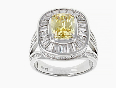 Bella Luce Yellow + White CZ Rhodium Over Sterling Silver Ring 7.92ctw - Size 9