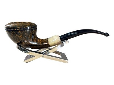 SASIENI PIPA 4 Dot Walnut In Radica LISCIA MARRONE Bent Rhodesian
