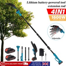 2 IN 1 Pole Chainsaw Cordless Long Reach Cutter Pruner Saw 2 Batteries & Charger