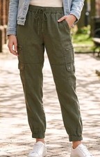   Banana Republic Lyocell Cargo Joggers Womens S Small Olive Green Pants Elastic