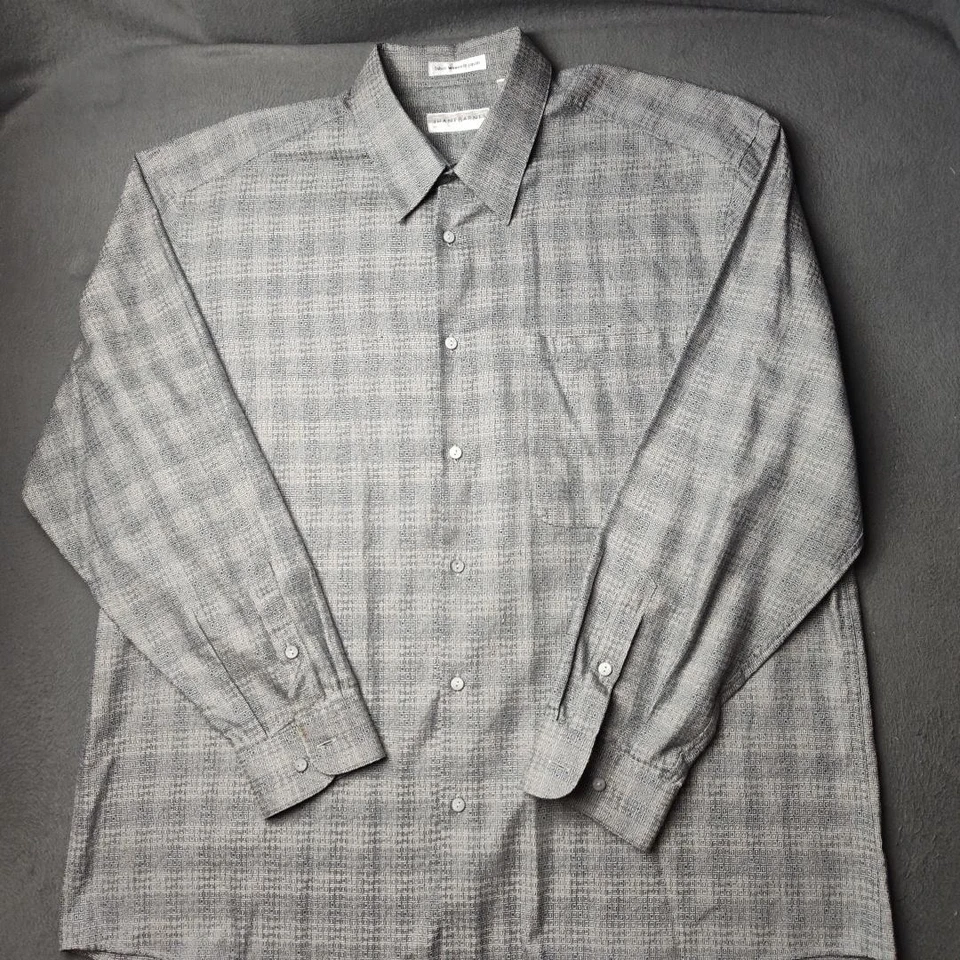 Jhane Barnes Shirt Mens Extra Large Gray Geometric Cotton Rayon Japan Button Up - Image 2 of 4