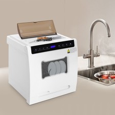 800W Mini Dishwasher Kit, 110V Countertop Dishwasher, White Dish-washing Machine