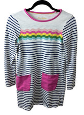 Mini Boden Rainbow Stripe Cotton Dress Pockets Size 11-12 years 152