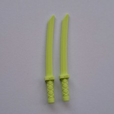 Lego - 2 x Lime Minifigure Weapon Sword Katana / Shamshir (21459 / 30173)