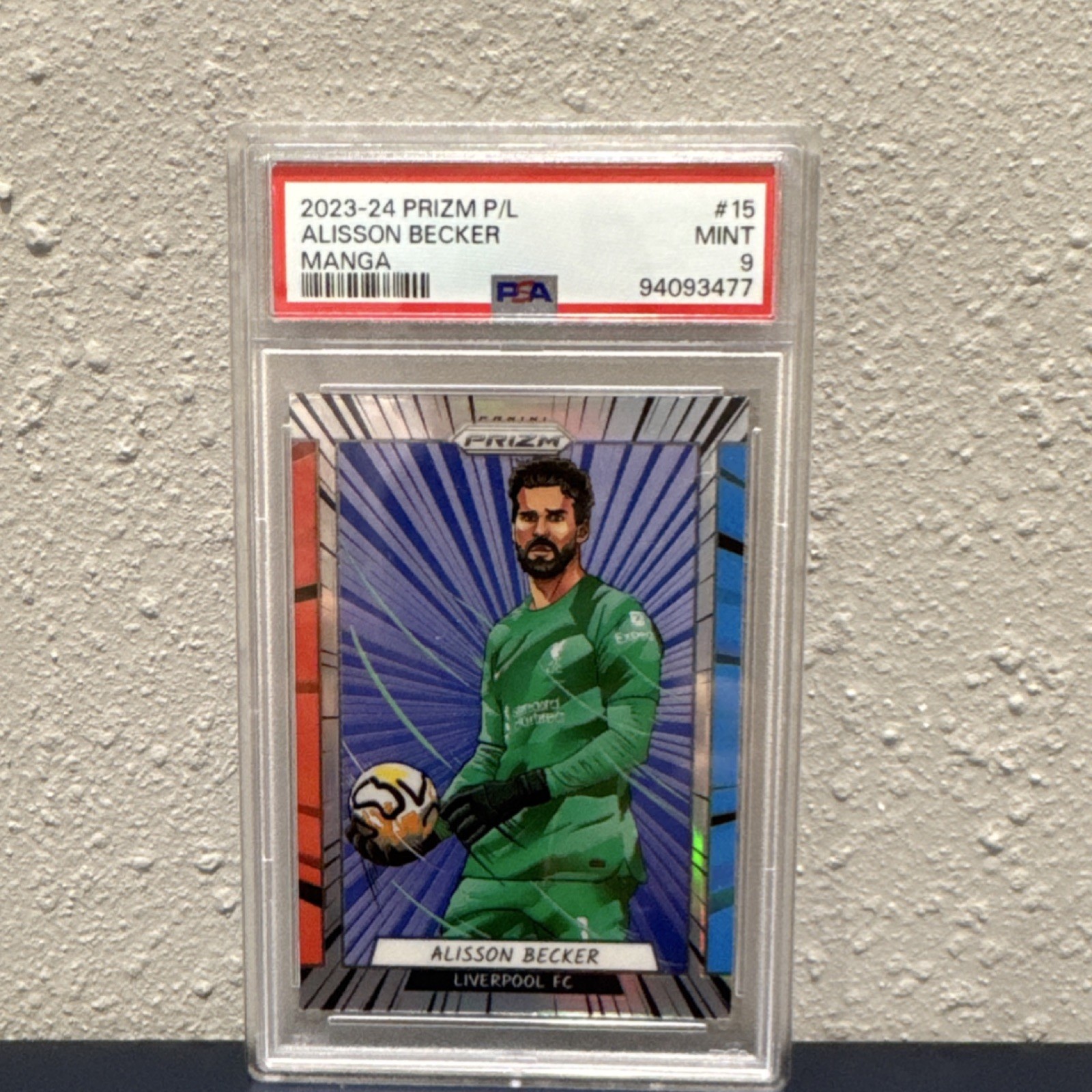 Panini 2023-24 Prizm Premier League Manga #15 Alisson Becker PSA 9 Liverpool