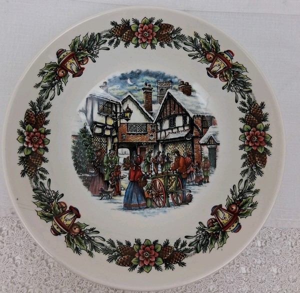  Cuenco de sopa/cereal vendedor de castañas Royal Stafford Christmas Holiday Market 7,5" 