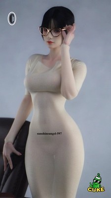 1/6 Female Tight Backless elasticity See-through Skirt Dress For 12''PH TBL Body