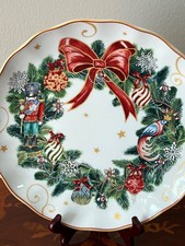     Williams Sonoma Twas The Night Before Christmas Wreath DINNER PLATES Set of 4