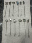 VINTAGE 1950s 12 Alpaca Abalone ALPACA Alloy Appetizer Cocktail Forks A — photo 3