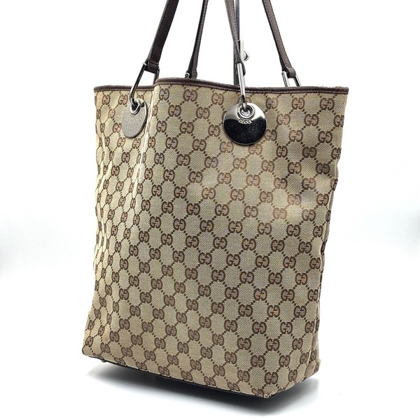 Gucci Tote Bag GG Canvas Brown Authentic