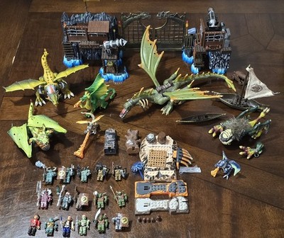 Big Mega Bloks 7 Dragons & 16 Figures Krystal Wars Mix Play Set Parts Lot As-is