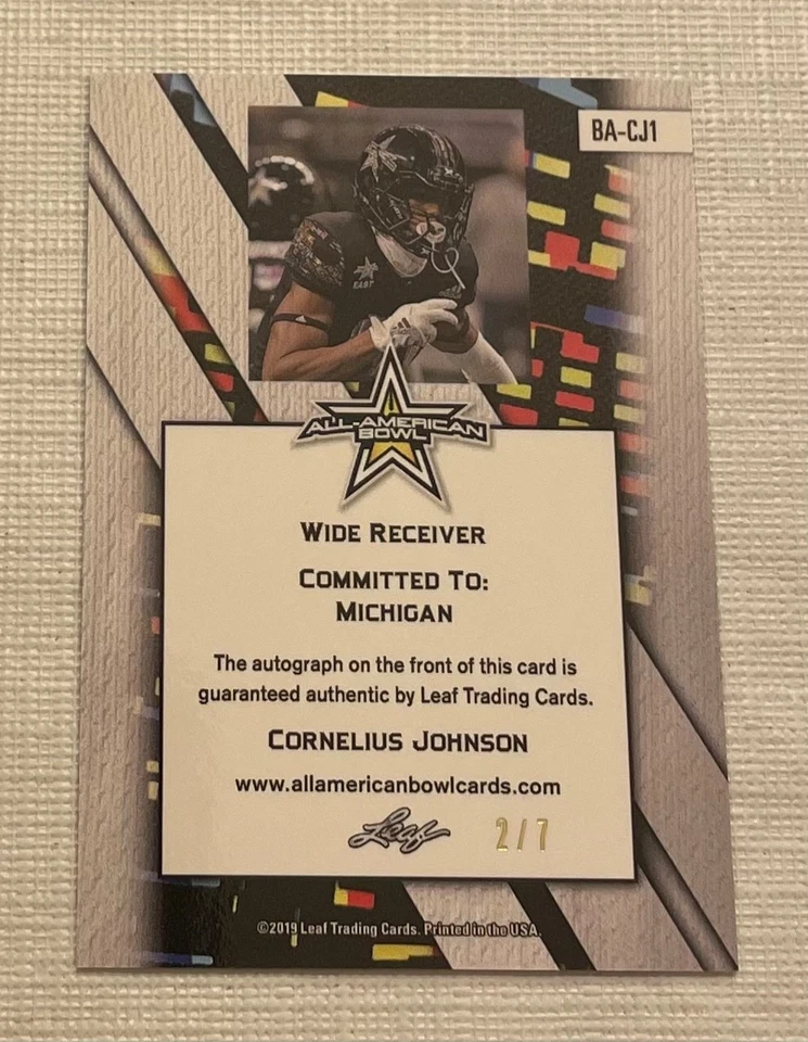 2019 Cornelius Johnson Leaf All American Metal Auto #2/7 Michigan - Image 2 of 2