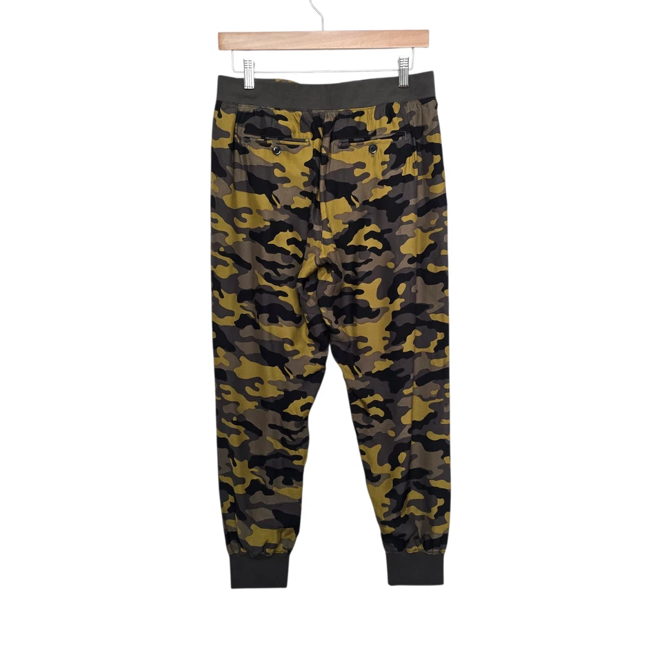 Pantalones de chándal ATM para mujer pequeños verdes camuflados 100 % seda puños acanalados cintura elástica Foto 2 de 4