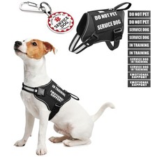 Service Dog Vest Harness ID Tag 10 Patches,Metal Serivce Dog Tag Reflective E...