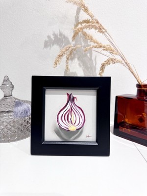 Zwiebel Ölgemälde - GERAHMT Original Gemüse Stillleben Küche Fine Art Sale