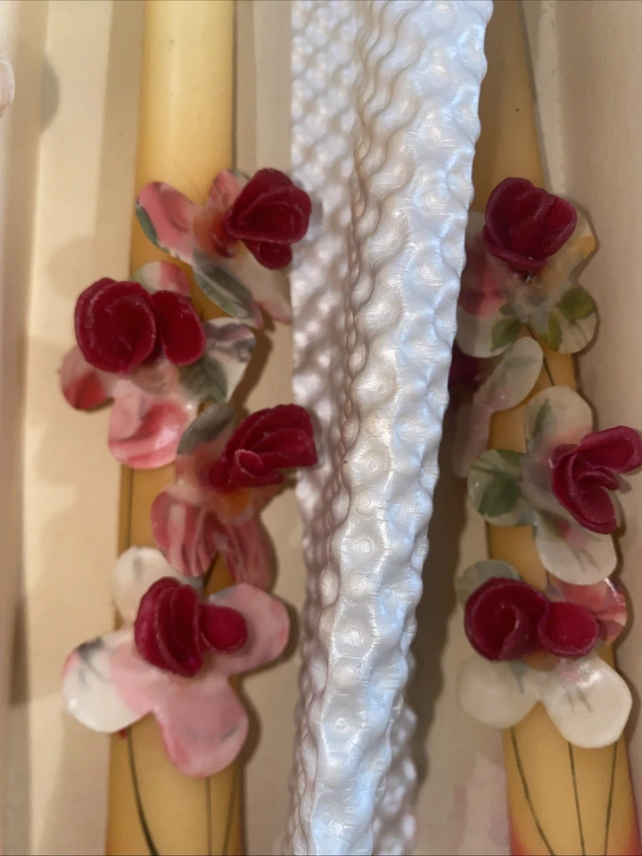 Vintage Wax 3D Roses hand-made Buttercup wax candles Town & country folk art - Image 2 of 4