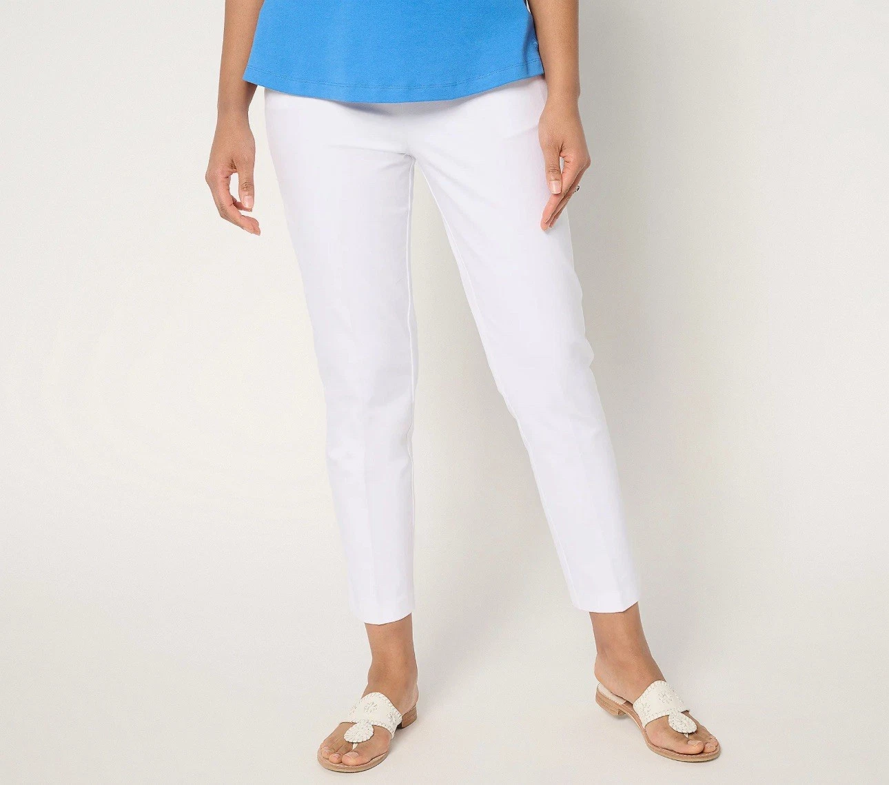 Isaac Mizrahi Live Regular 24/7 Stretch Icon Ankle Pants Size 18W White A692858