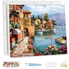 Malen Nach Zahlen Erwachsene mit Rahmen Landschaft am Meer, DIY Set Handgemal...