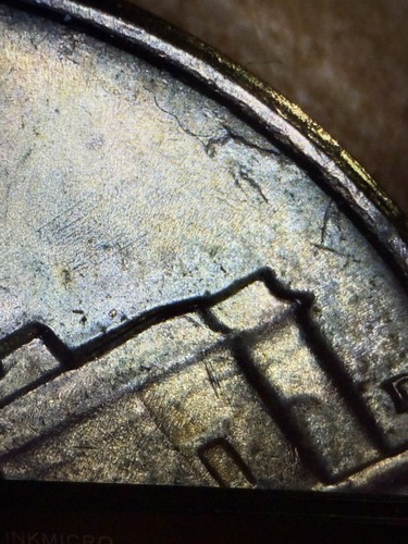 1964 D Jefferson Nickel Die Chip Pre Cud Error Reverse - Picture 3 of 4