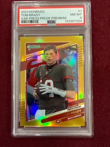 Tom Brady 2022 Donruss Press Proof Premium Gold Variation  PSA 8 NM-Mint