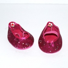Build A Bear pink glitter shoes white hearts plush toy accessories