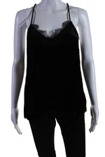Cami NYC Womens Velvet Lace Trim V Neck Sleeveless Tank Top Black Size Small