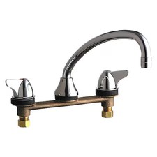 Chicago Faucet 1888-Abcp Low Arc Kitchen Faucet, Manual, 8" Mount, 3 Hole