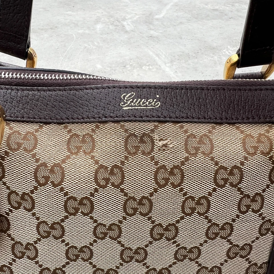 Gucci | Auténtico Bolso de Hombro Vintage Monograma GG Cuero Lona Marrón Beige Foto 3 de 4