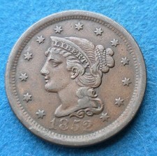 1852 Braided Hair Large Cent Nice Coin Perfect For An Album!! -c