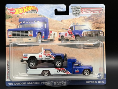 #ad #ad Hot Wheels 80 Dodge Macho Power Wagon amp; Retro Rig Team Transport FLF56 956T 1 64 $22.99