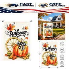 Fall Garden Flag 12x18 Inch Double Sided Welcome Pumpkin Farmhouse Decor