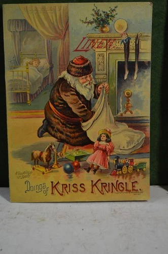 1897  McLoughlin linen book " Doings of Kriss Kringle ", ex condition